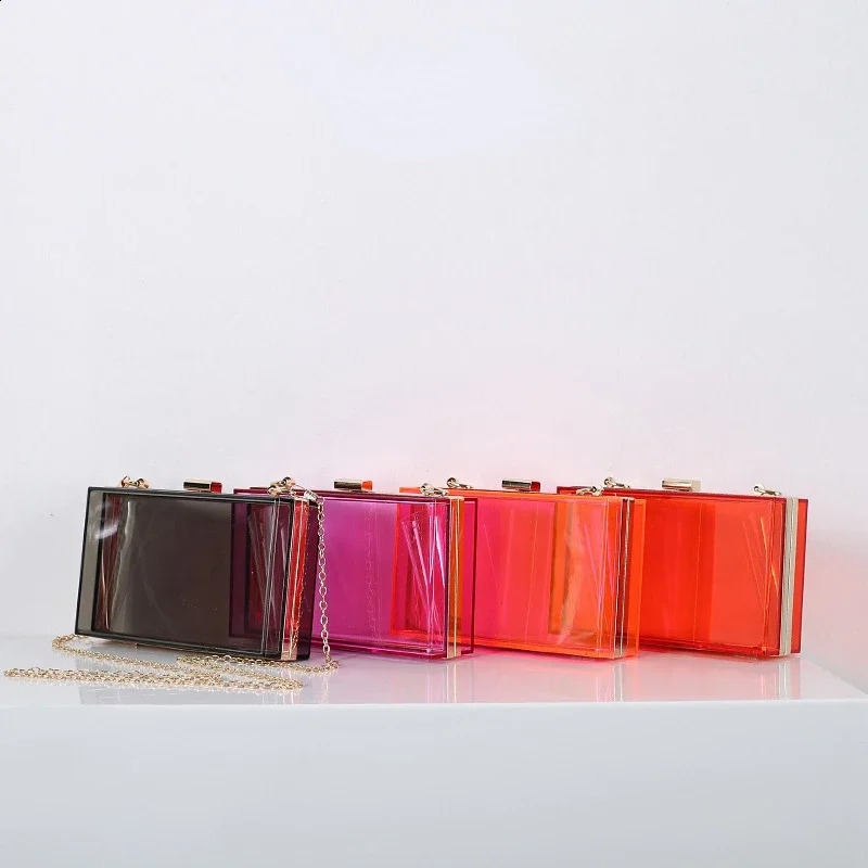Acrylic Transparent Clutch Women Candy Color Messenger Evening Club Party Handbag Chain Shoulder Bag 240828 80f1