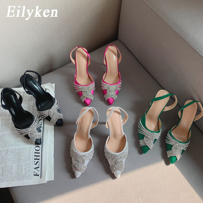 Eilyken New New Spring Woman Pumps Crystal Rhie Pointed Toe High Heels Shoes Sexy Party Strippers Stiletto Sandals 42c3
