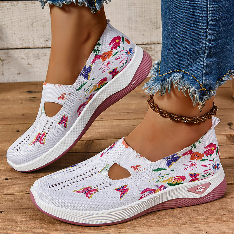 Shoes for women 2024 autumn new color matching fashion casual one-step soft sole mother shoes