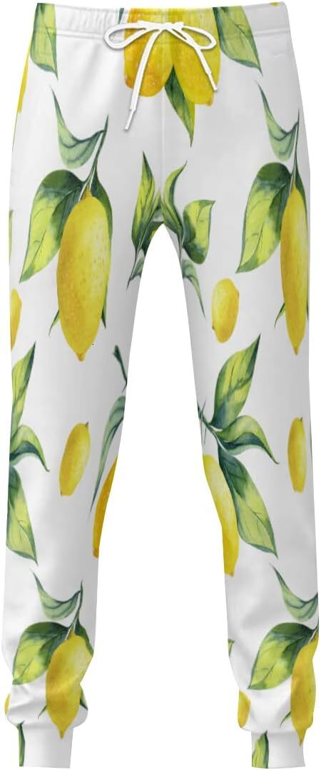 Sweatpants Mens Lemon Leaves 3D printed patterned pants Sweatpants Loose Joggers Pants with Pockets Lightweight Yoga Pants for Workout Gym Running Men
