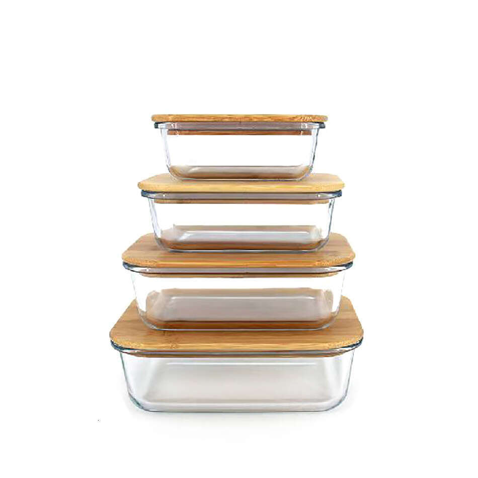 Household fresh-keeping glass lunch box, microwave heating special bowl, rectangular office worker bento box