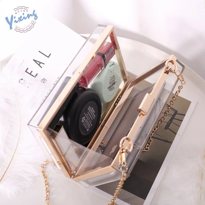 Acrylic Transparent Clutch Women Candy Color Messenger Evening Club Party Handbag Chain Shoulder Bag 240828 80f1