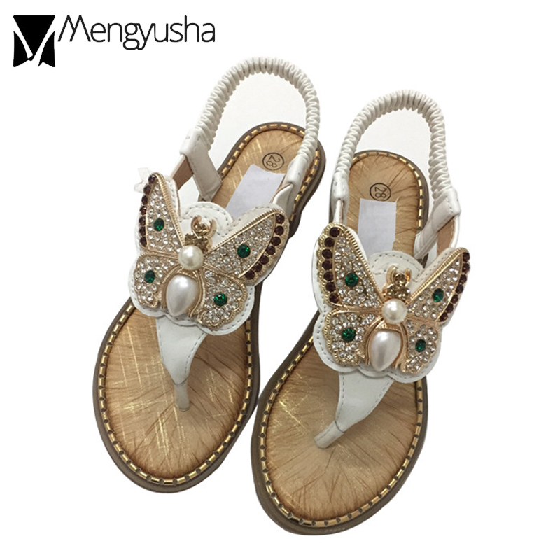 2025 new 3d metal butterfly appliques gladiator women pearl crystal studs beach woman high quality clip toe roman sandals