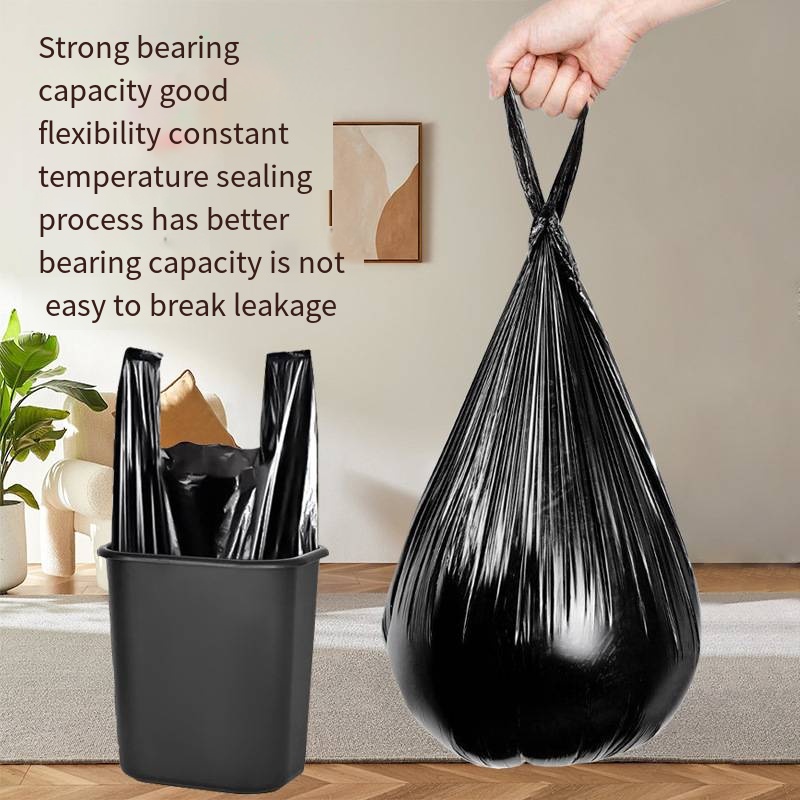 Garbage bag Portable vest thickened dormitory disposable living room kitchen black plastic bag wholesale garbage bag | 300 pcs | 45*60cm