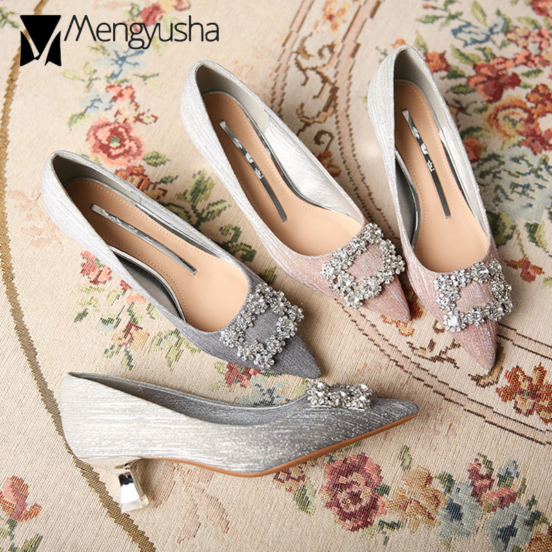 woman wedding 3d8fb buckle crystal pointed toe bg high perspex thin heels gradient pink pumps women party shoes