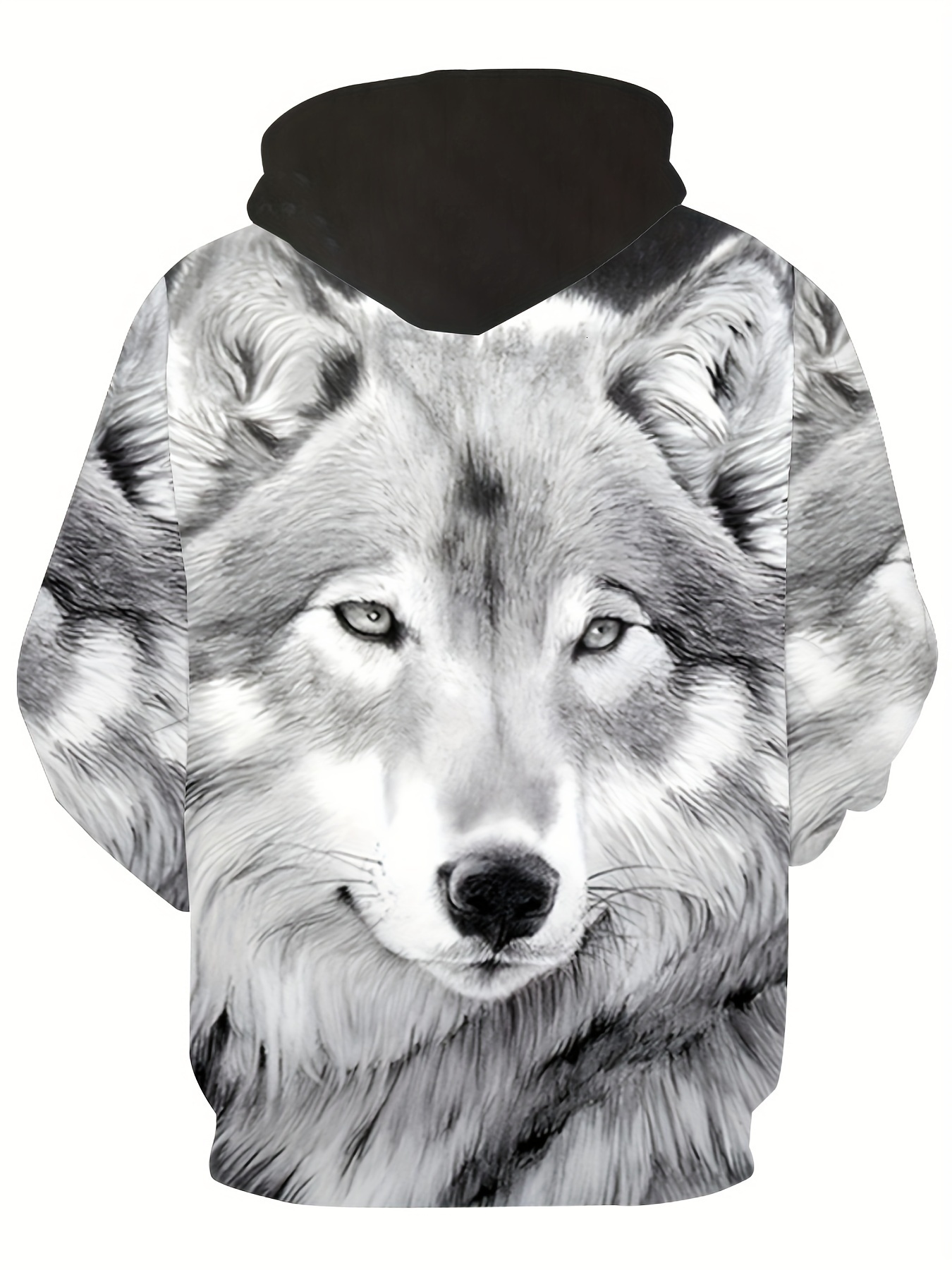 Wolf Graphic Hooded Sweatshirt - Soft Fleece Lining, Casual Streetwear Design, Winter Fall Essential, Unique Gift Idea for Men