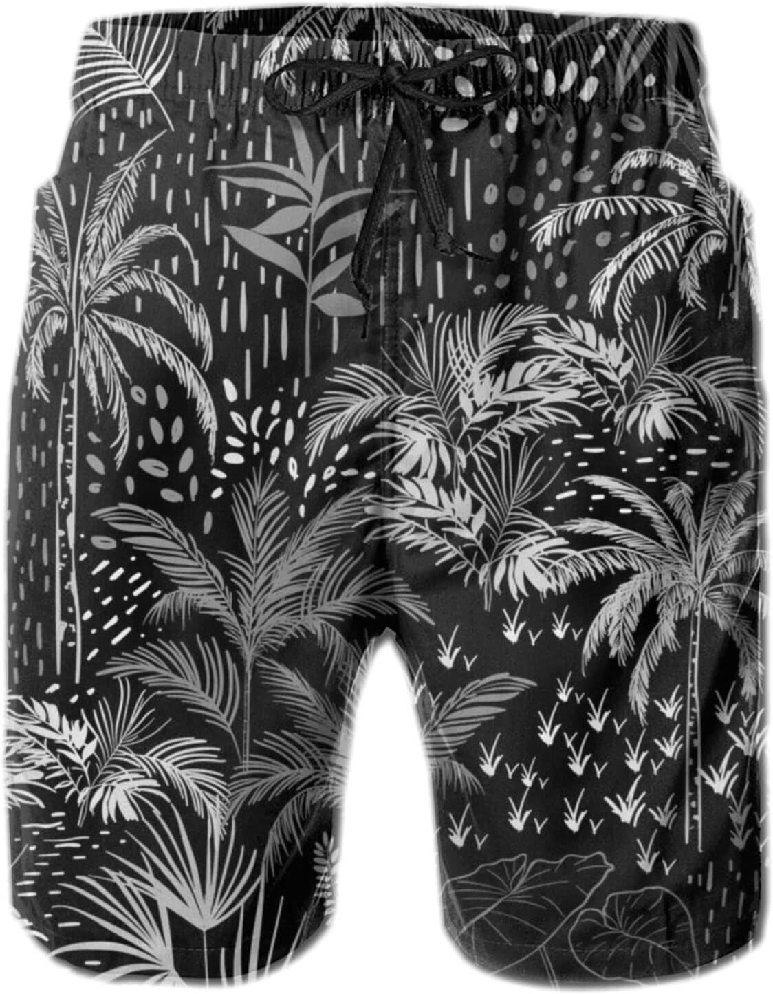 Mens Shorts 3D Printed Pattern Abstract Coconut Tree Swim Trunks Quick Dry Stylish Beach Board Swimwear