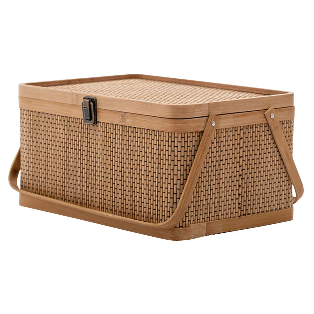 Reward bamboo storage basket home weaving decoration gift packaging fruit Lided kitchen willow egg packaging 240902
