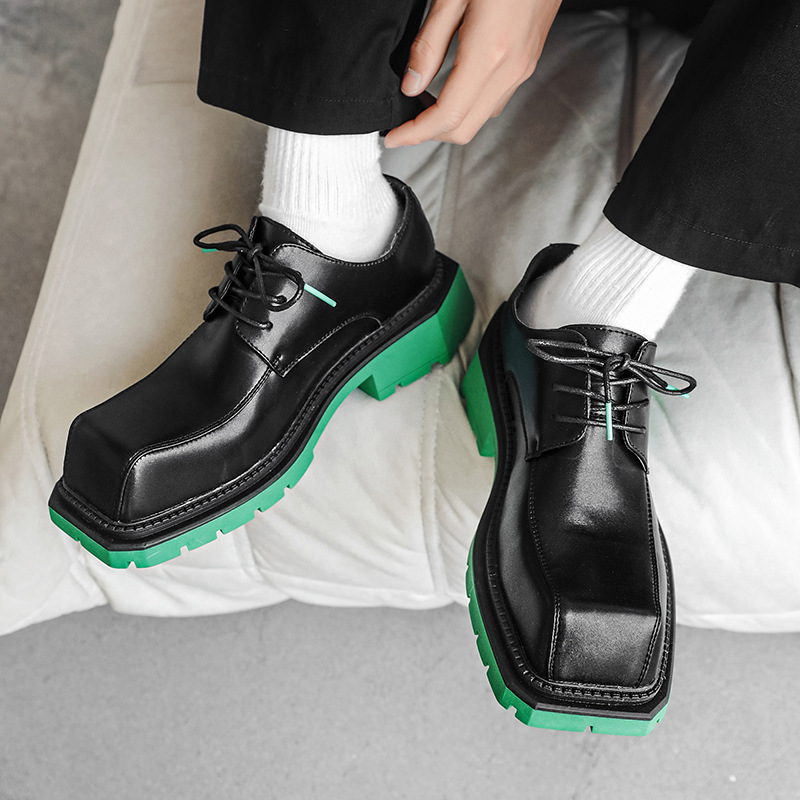 Men Male 498c3 Leather 2023 New Chunky Platform Retro Work Spring Autumn Derby Shoes Low Top Man Casual Flats