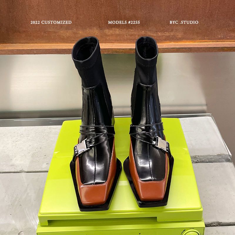 Leather Women's Genuine 2022 Autumn Winter Trend Thick-soled Women Ankle All-match Boots Ladies Black 0a60