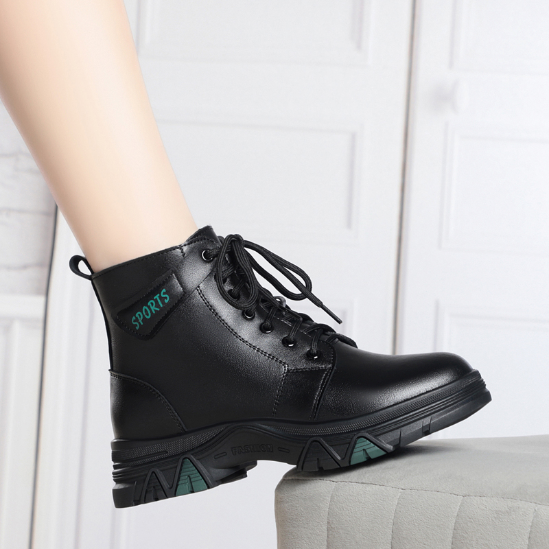 AIYUQI Women's Boots Large Size 2024 New Genuine Leather Wool Warm Winter Boots Women Wedge Casual Women's Short Shoes