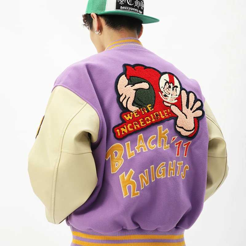 Men's Jackets Varsity Baseball Jacket Men Spring Leather Slve Letter Flocking Embroidery Bomber Jackets Women Hip Hop Casual Coat Strtwear Y24090