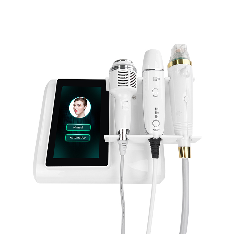 Portable 3 IN 1 Gold Radio Frequency Microcrystal Beauty Equipment With Cold Hammer Hifu Handle Improve Pseudo Wrinkles Dissolving Fat Machine