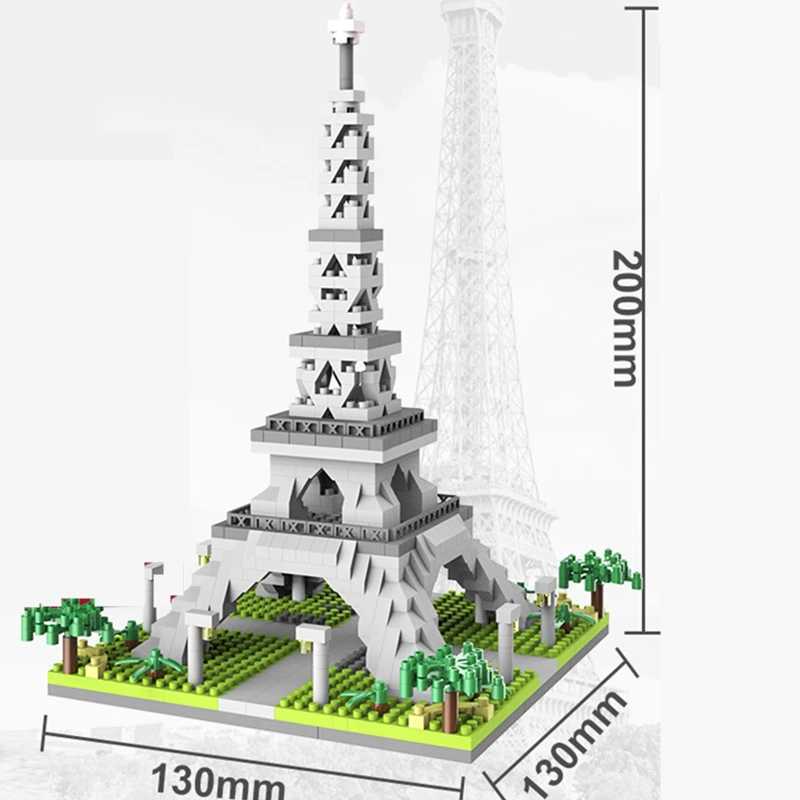 MOC Paris Tower Street View Building Blocks Mini Diamond Small Particle Assembly Building Blocks Decorative Toys W240828
