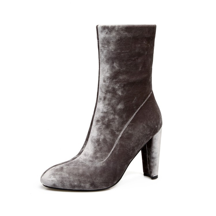 Footwear Warm Winter Women Veet Booties Thin High Heels Platform Short Boots Plush Fur Zipper Snow Botas Female Wedding Shoes c065