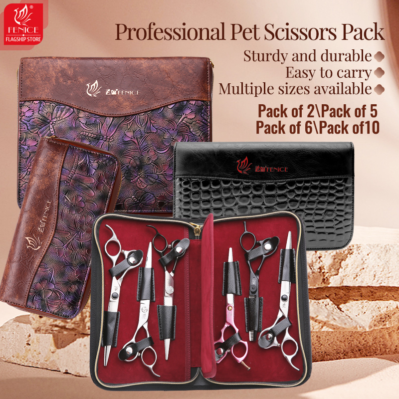 Fenice Barber Scissors Storage Case Salon PU Leather Pouch Haircut Shears Holdster Bag Portable Hairdressing Storage Box