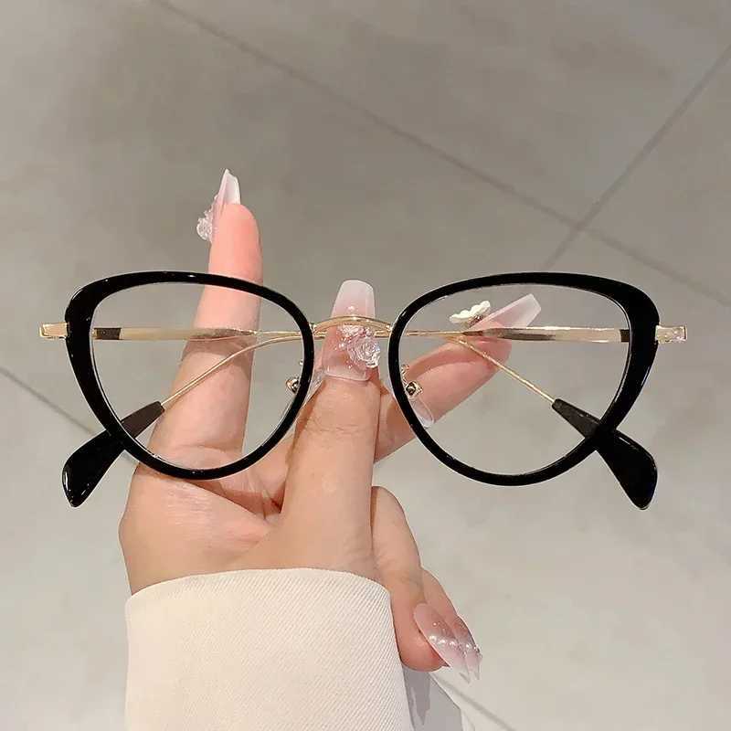 KAMMPT Retro Cat Eye Glasses Womens New Fashion Candy Color Edge Blue Light Blocking Glasses Ins Fashion Retro Design Glasses M240902
