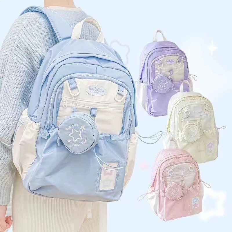Sweet Cute Girls Student Backpack Fashion Hand held Large New Book Y2K Korean Travel Womens Shoulder Bag 240902