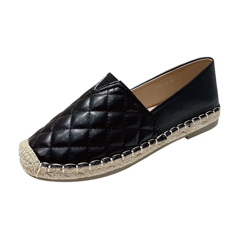 2022 Delicate Fisherman Shoes Woman Quilted Espadrilles Shoes Stiching Rubber Flats Women Oxfords Leather Sneakers Femme Loafers