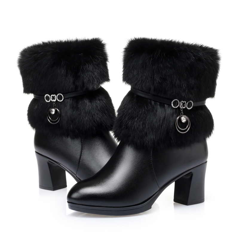 Winter AIYUQI 2024 New Round Toe Women's Fashion Natural Wool ing Rabbit Fur Women Ankle Boots baee