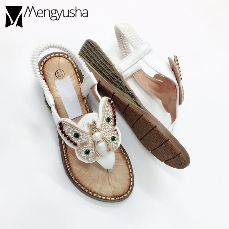 2025 new 3d metal butterfly appliques gladiator women pearl crystal studs beach woman high quality clip toe roman sandals