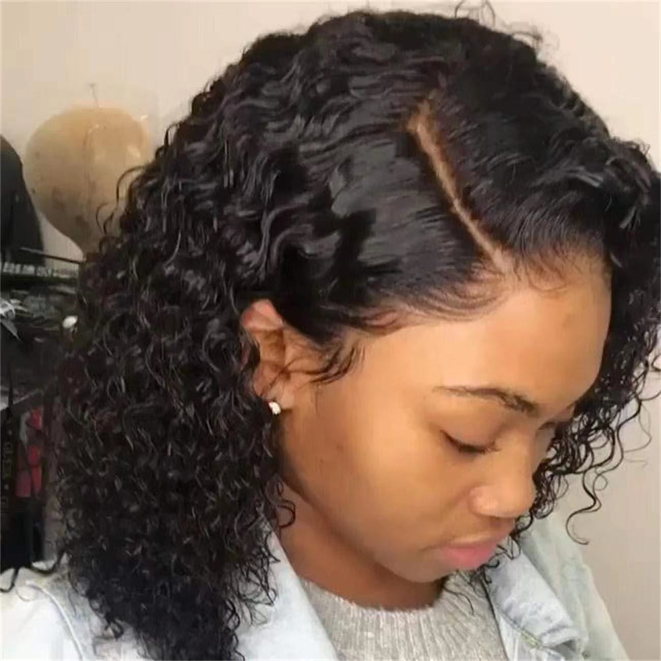 Factory wholesale Curly Short Bob HD Lace Frontal Human Hair Wigs Deep Water Wave Lace Front Wig 5x5 Closure Glueless synthetic wigs