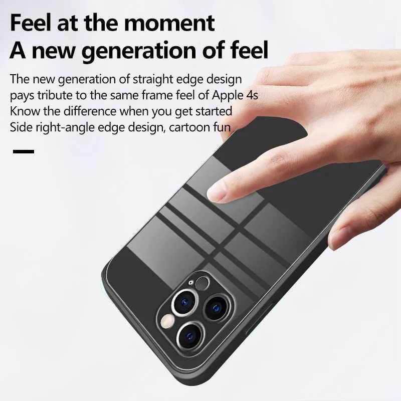 Deluxe square liquid tempered glass phone case suitable for iPhone 15 14 12 11 Pro XS max XR SE X 8 7 Plus ultra-thin cute strap cover M240902