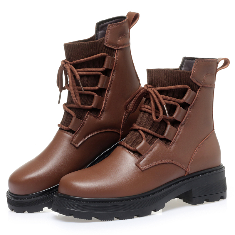AIYUQI Women Boots Winter Large Size 2024 New Genuine Leather Women Motorcycle Boots Wool Warm Retro Non-slip Ladies Ankle Boots