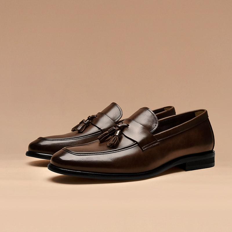 BeauToday Penny Loafers Men Genuine Cow Leather Tassel Decoration Male Slip On Round Toe Fashion Gentlemen Shoes Handmade 50045