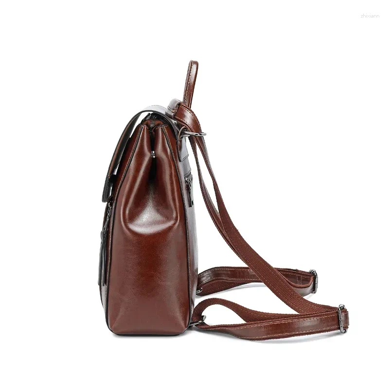 Fashion Designer 2025S New Model School Bags Ladies Genuine Leather Backpack Retro Multifunctional Women S Fashion Cowhide Simple Girls Premium Female