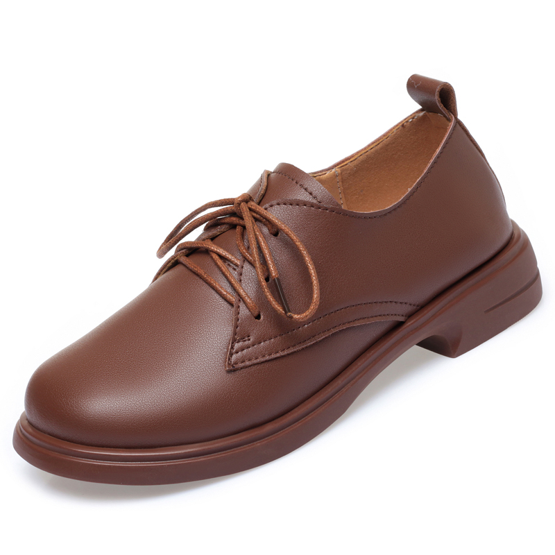 2025 NEW Genuine AIYUQI Leather Spring Thick Heel British Style Ladies Round Toe Lace up Work Shoes For Women ca