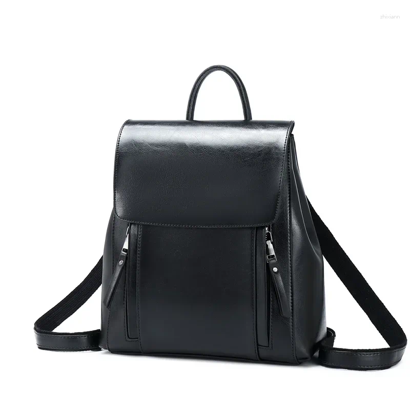 Fashion Designer 2025S New Model School Bags Ladies Genuine Leather Backpack Retro Multifunctional Women S Fashion Cowhide Simple Girls Premium Female