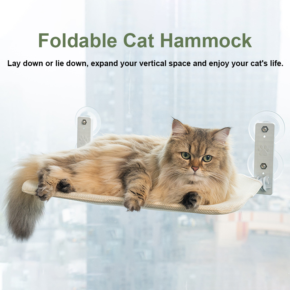 Foldable Hanging Window Hammock With Strong Suction Cups Cat Hammock For Indoor Cats (45 x 30cm)