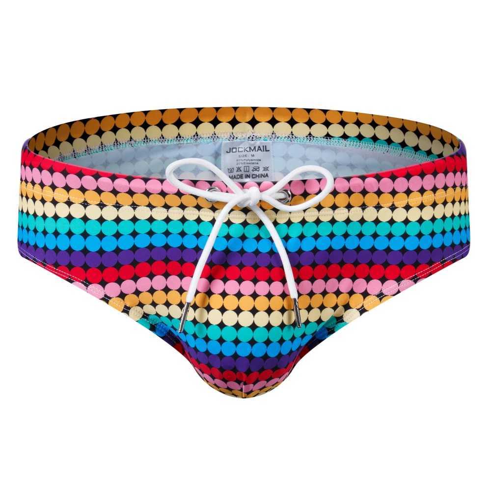 Jockmail Padded Mens Swimsuit Sexy Pocket Bulge Enhanced Push Up Cup Cueca Gay Swimsuit Calzoncillos Hombre Slip EnlargeW240717