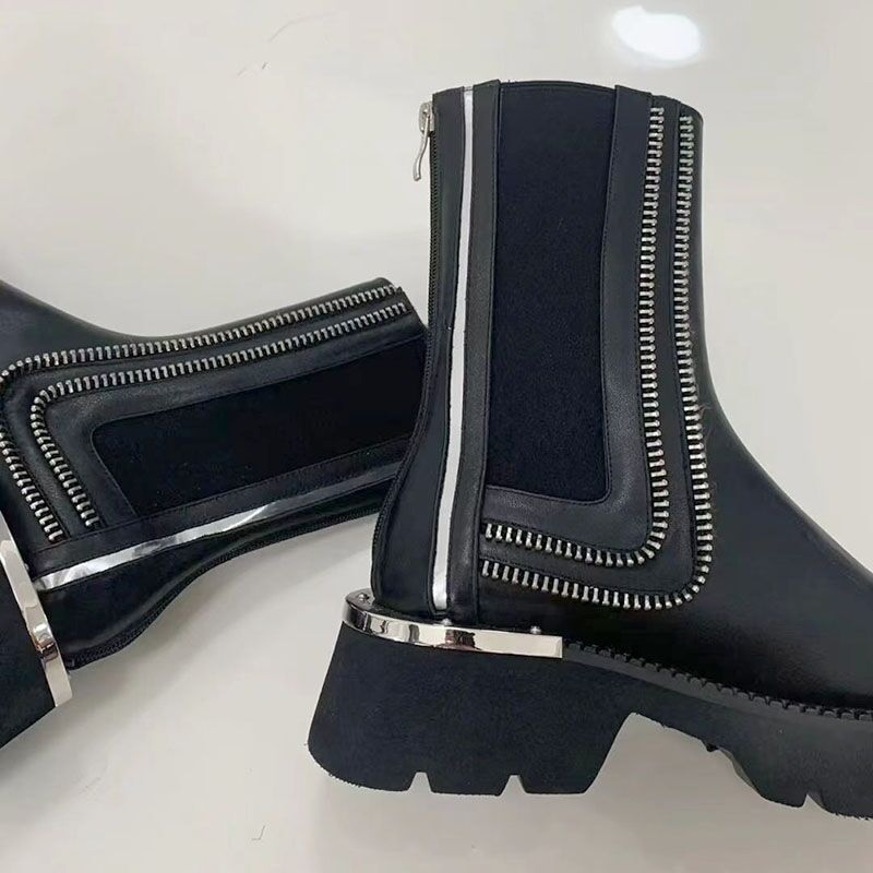 Thick Bottom Platform Women Ankle Boots Woman Shoes Zipper Fashion Female Designer Motorcycle Boot Casual Ladies Footwear 2023