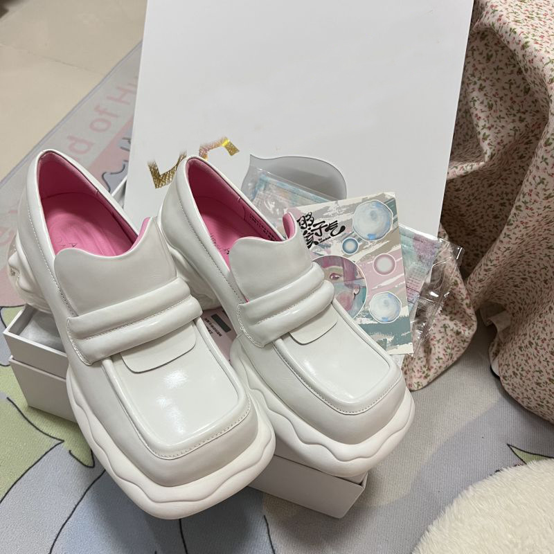 New Casual 2023 89e24 Spring Heels for Round Toe Shoes Women Pumps Platform Chunky New Sole Loafers Platm