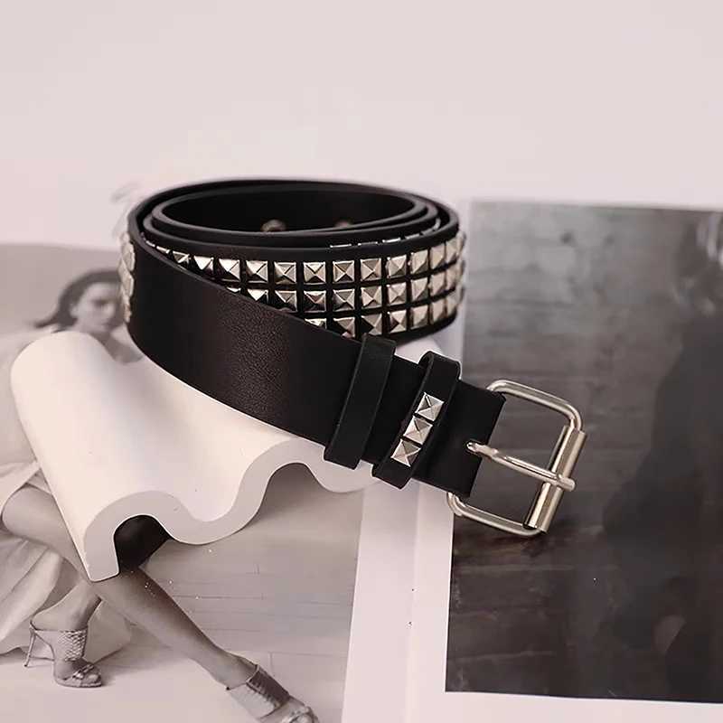 Fashionable square bead rivet belt with metal pyramid belt mens Wenpunk jeans belt Gothic dark style personalized neutral belt X2412091