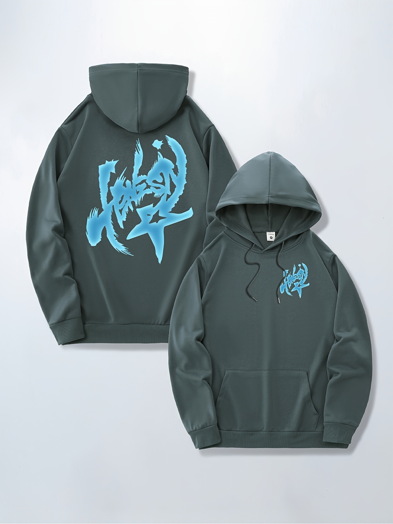 STAR Print Versatile Long Sleeve Comfy Hooded Sweatshirt Casual Top For Spring Autumn Men's Clothing Outdoor