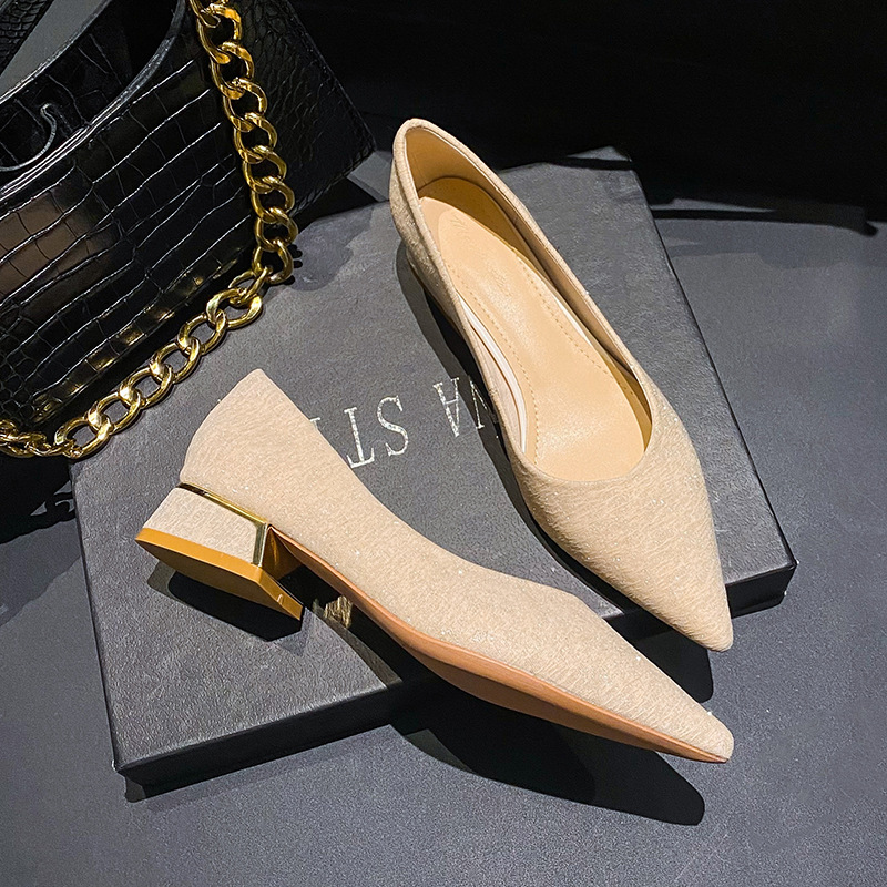 51ed1 heel low cloth sequines work for woman shallow mouth metal decoration heeled pumps 43 big size escarpins femme dress shoes shal ed