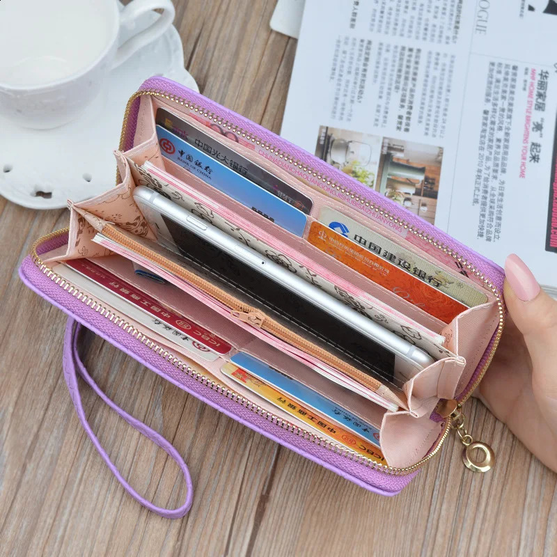 Long Womens Wallet Female Large Capacity Coin Purse Card Holder Tassel Handbags Zipper Pu Leather Clutch Money Phone Bag 240902