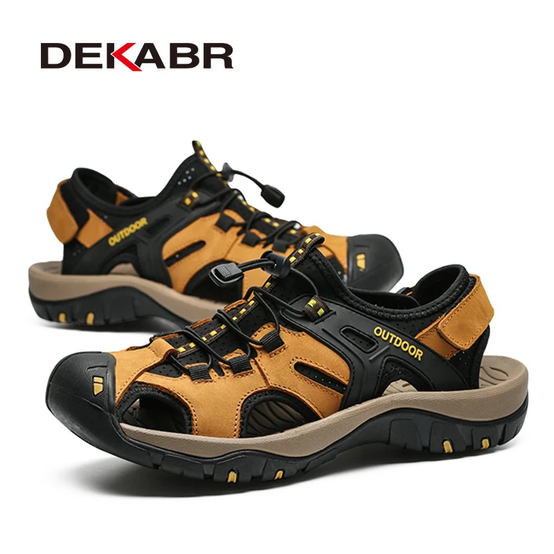 DEKABR New Summer Men's Outdoor Casual Shoes Genuine Leather Non-slip Sneakers Hihg Quality Men Beach Sandals 1188