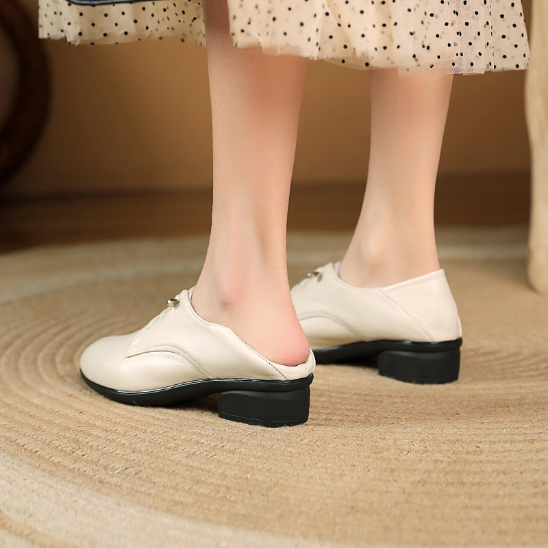 AIYUQI Women Shoes British Style 2024 Spring New Genuine Leather Lace-up Women Shoes Non-slip Mom Casual Shoes Women