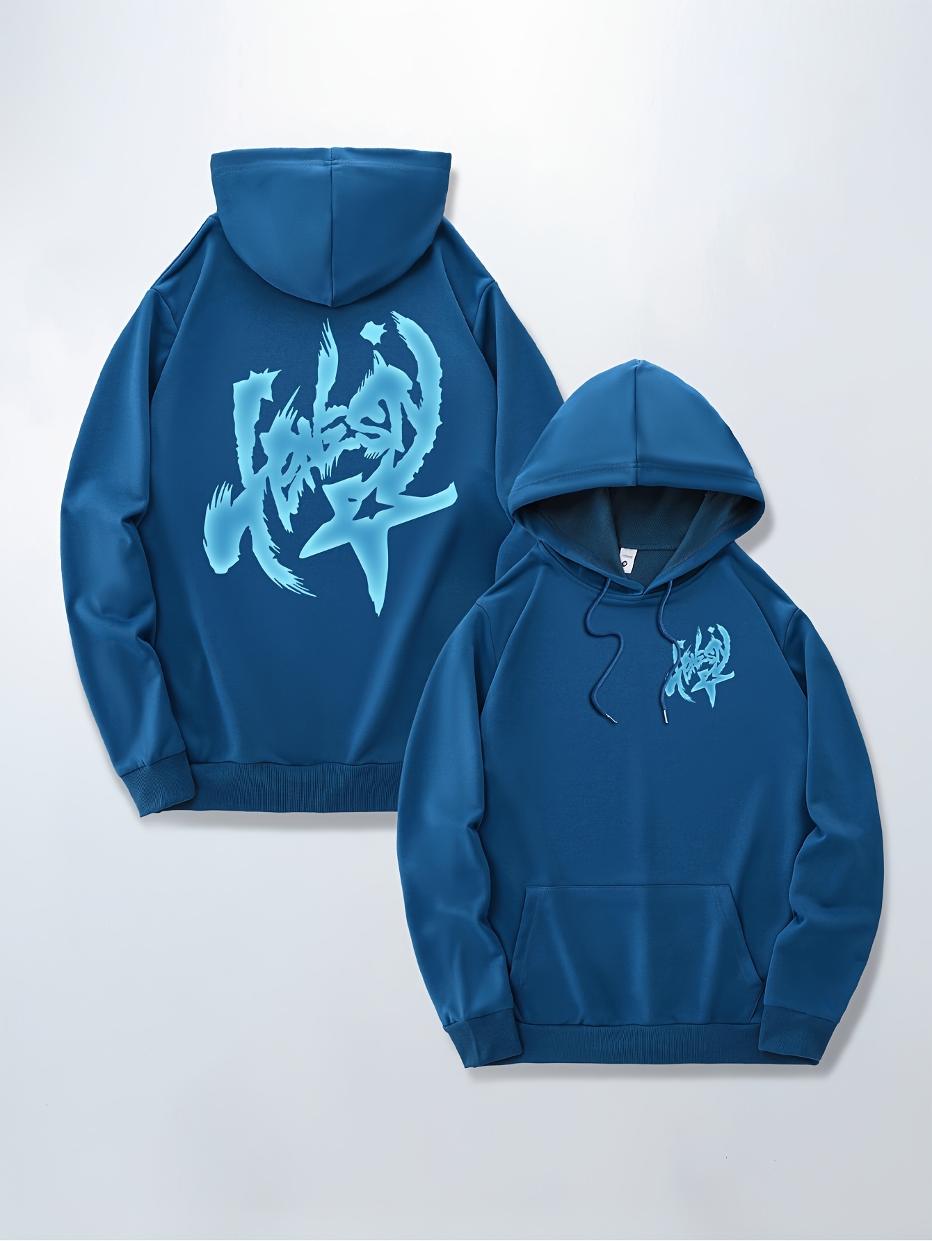 STAR Print Versatile Long Sleeve Comfy Hooded Sweatshirt Casual Top For Spring Autumn Men's Clothing Outdoor