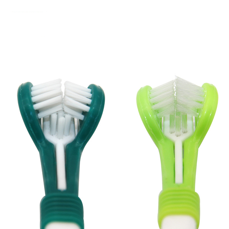 Pet Toothbrush Three-Head Toothbrush Multi-angle Cleaning Addition Bad Breath Tartar Teeth Care Dog Cat Cleaning Mouth