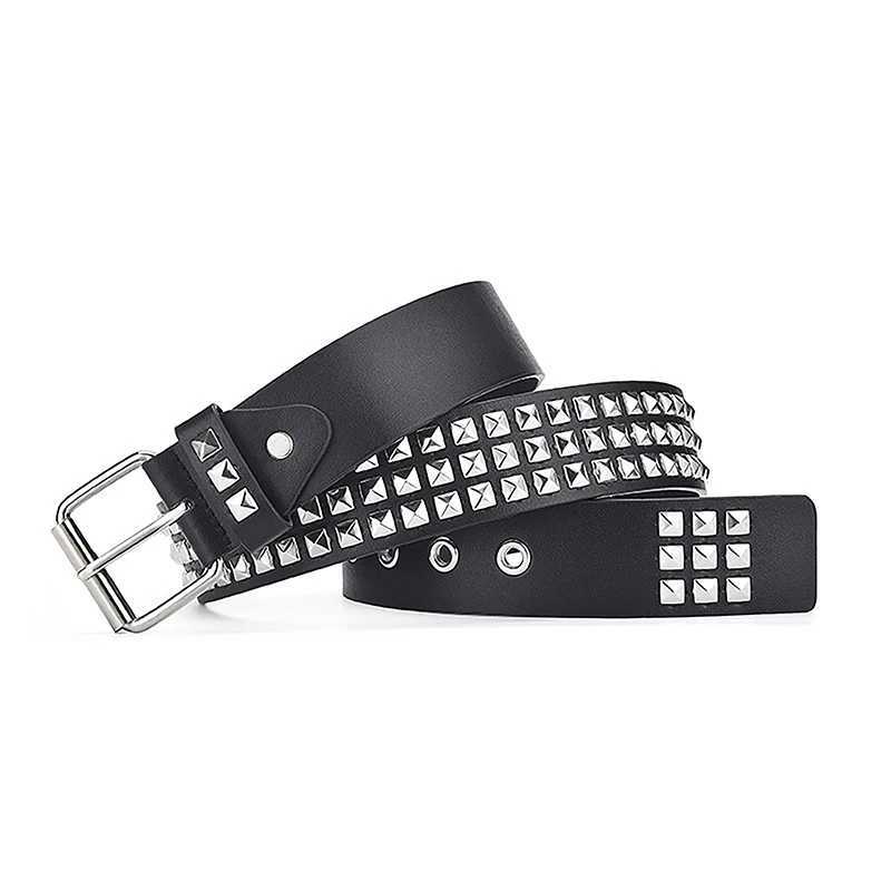 Fashionable square bead rivet belt with metal pyramid belt mens Wenpunk jeans belt Gothic dark style personalized neutral belt X2412091