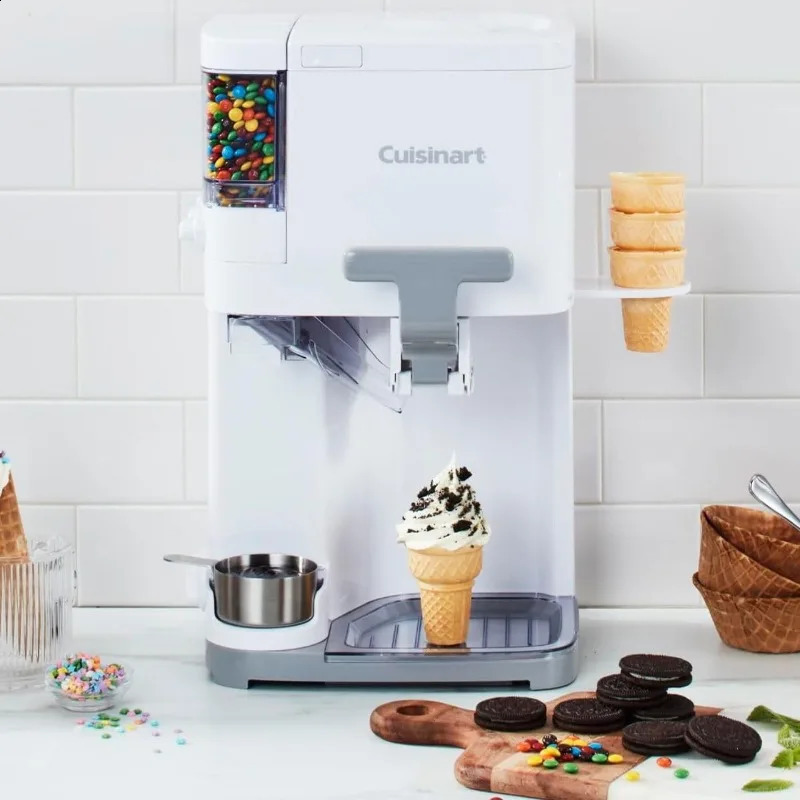 Soft Serve Ice Cream Machine Mix It In Maker for Frozen Yogurt Sorbet Gelato Drinks 15 Quart White 240830