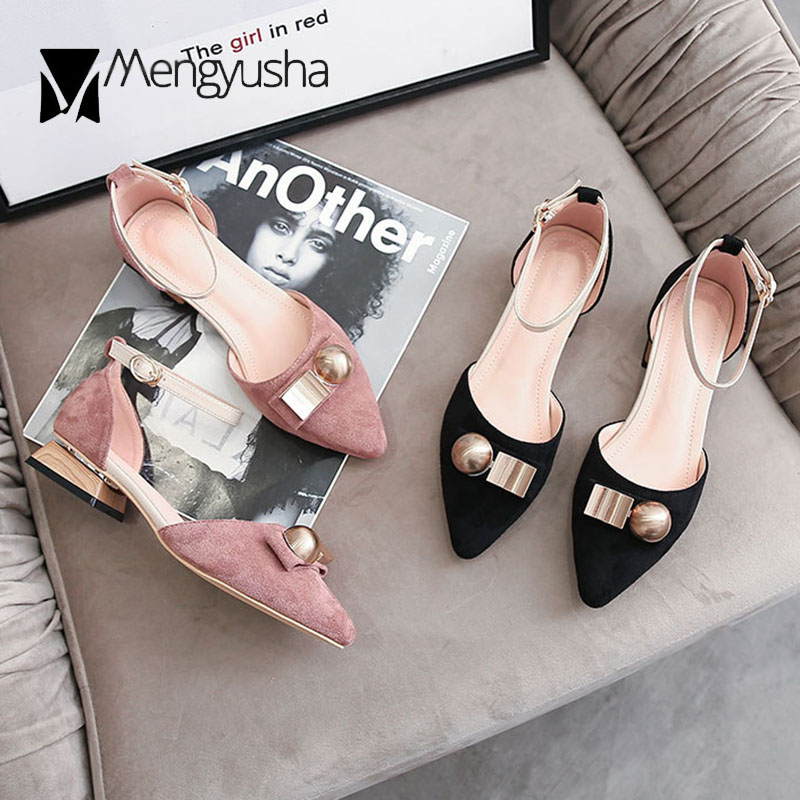 Designer Brand metal decorate sandals women buckle band sandales pointed toe ck wood heels sandalias mujer plus size 43