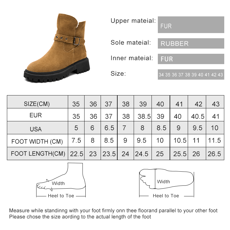 AIYUQI Women's Snow Boots Suede Genuinen Leather New Large Size Thick Warm Women Winter Boots Casual Women's Ankle Boots