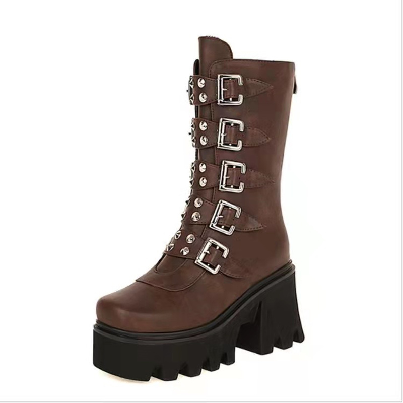 Punk Rock Platform Boots for Women - High Heel, Thick Sole, Rear Zipper, Large hot Sizes, Stage Performance