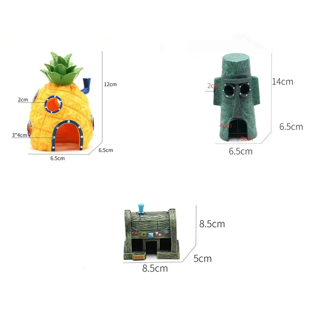 Cartoon Fish Tank Decor Figures Ornaments Simulation Pineapple House Resin Fish Tank Decoration Landscaping Aquarium Accessories